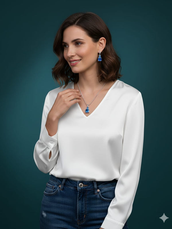 Original Zircon Pendant Set with Earrings