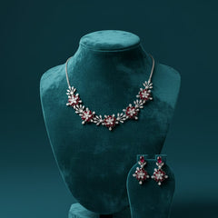 Wonderful American Diamond Necklace Set With Earrings