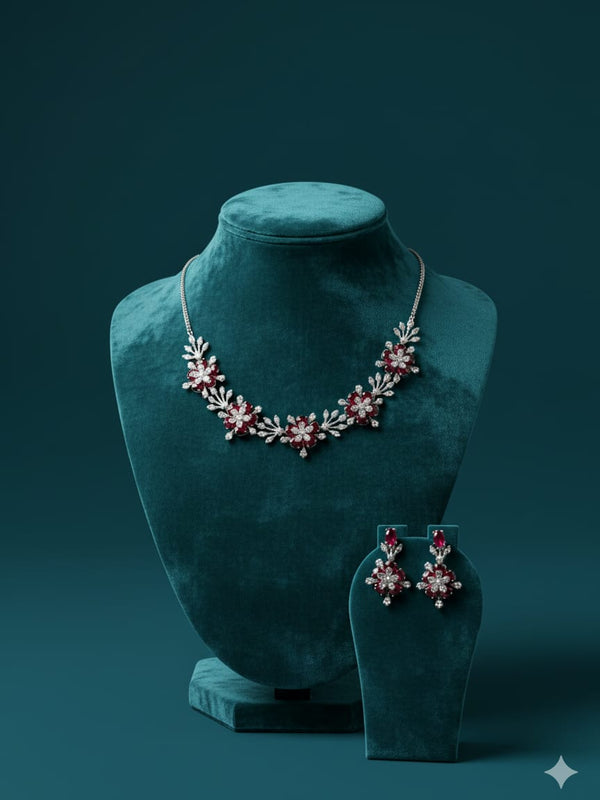 Wonderful American Diamond Necklace Set With Earrings