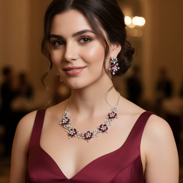Wonderful American Diamond Necklace Set With Earrings