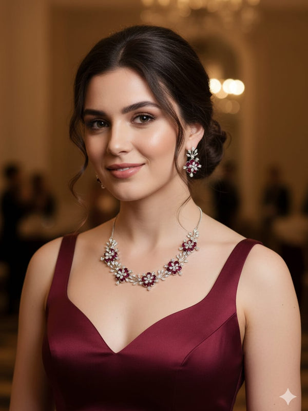 Wonderful American Diamond Necklace Set With Earrings