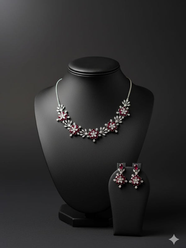 Wonderful American Diamond Necklace Set With Earrings