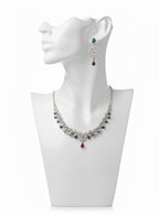 Ringing Jewels "AD" Necklace Set Premium Quality With Earrings - Multi Colour