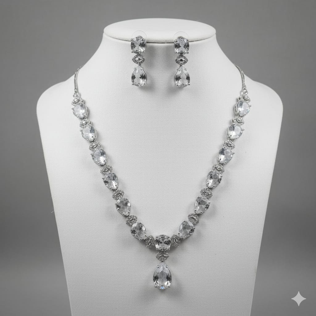 Ringing Jewels "AD"  Bold Necklace Set For Women Premium Quality With Earrings