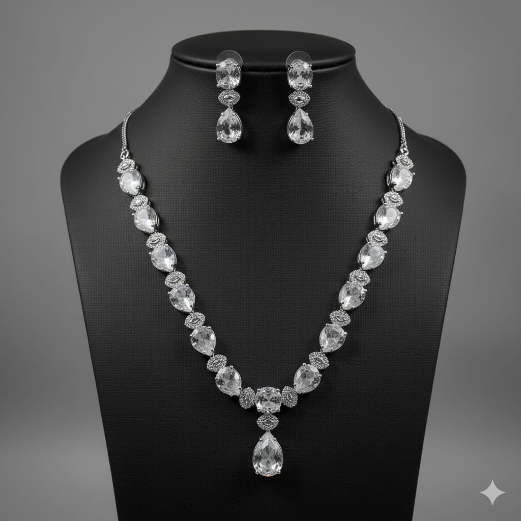Ringing Jewels "AD"  Bold Necklace Set For Women Premium Quality With Earrings