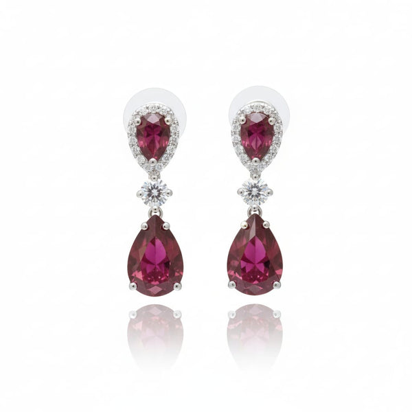 Ringing Jewels Ruby Red with White Stones Single Layer 