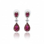 Ringing Jewels Ruby Red with White Stones Single Layer "AD" Necklace Set For Women With Earrings