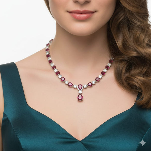 Ringing Jewels Ruby Red with White Stones Single Layer 