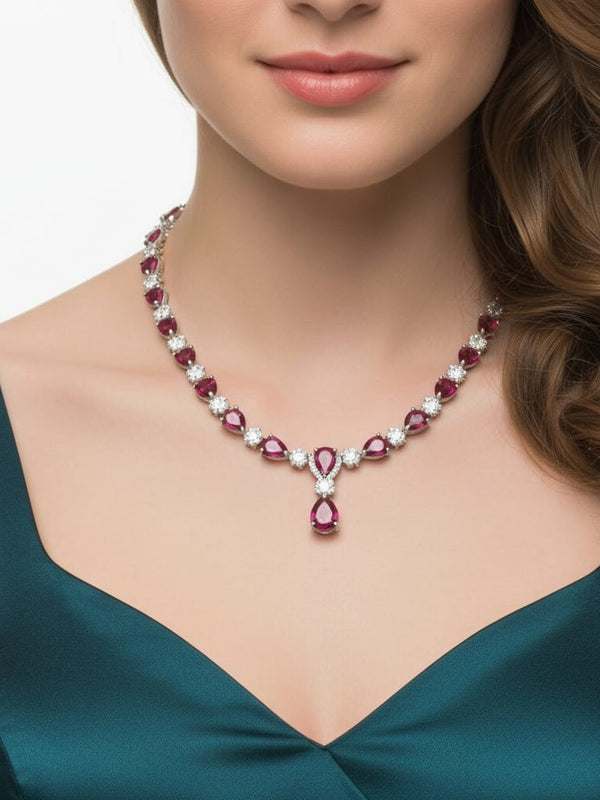Ringing Jewels Ruby Red with White Stones Single Layer 