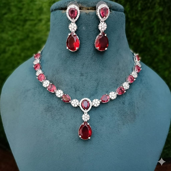 Ringing Jewels Ruby Red with White Stones Single Layer 