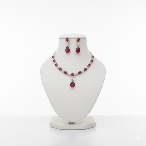 Ringing Jewels Ruby Red with White Stones Single Layer 