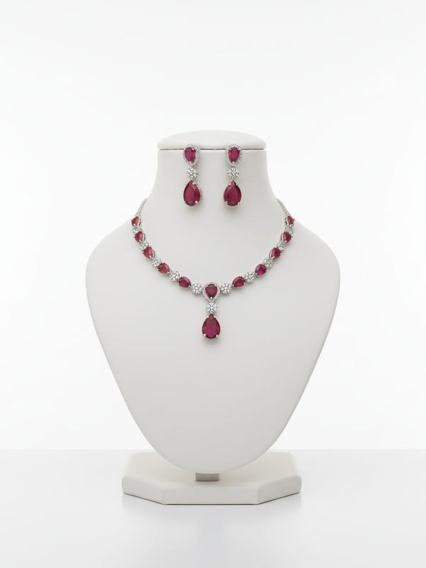 Ringing Jewels Ruby Red with White Stones Single Layer 