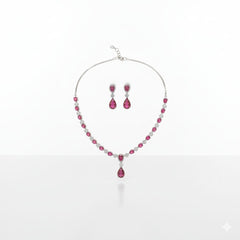 Ringing Jewels Ruby Red with White Stones Single Layer 