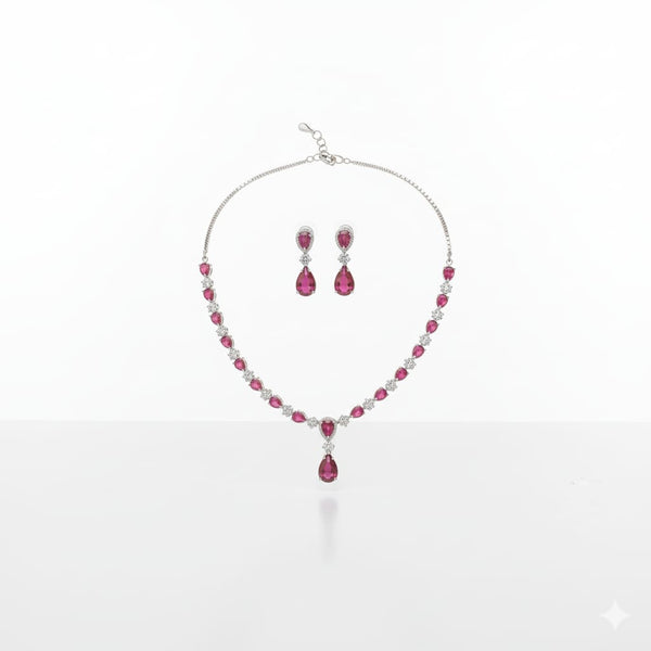 Ringing Jewels Ruby Red with White Stones Single Layer 