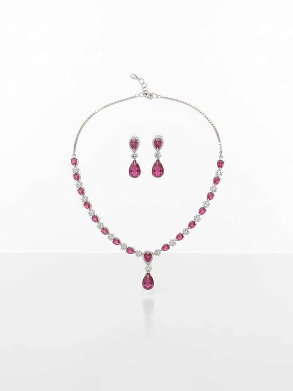 Ringing Jewels Ruby Red with White Stones Single Layer 