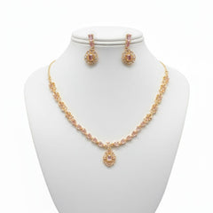 Ringing Jewels Golden Colour with Pink Stones Single Layer 