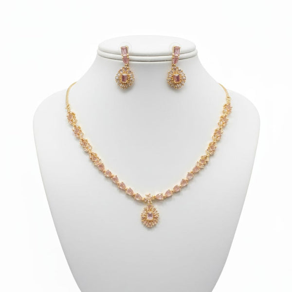 Ringing Jewels Golden Colour with Pink Stones Single Layer 