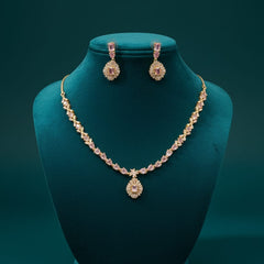 Ringing Jewels Golden Colour with Pink Stones Single Layer 