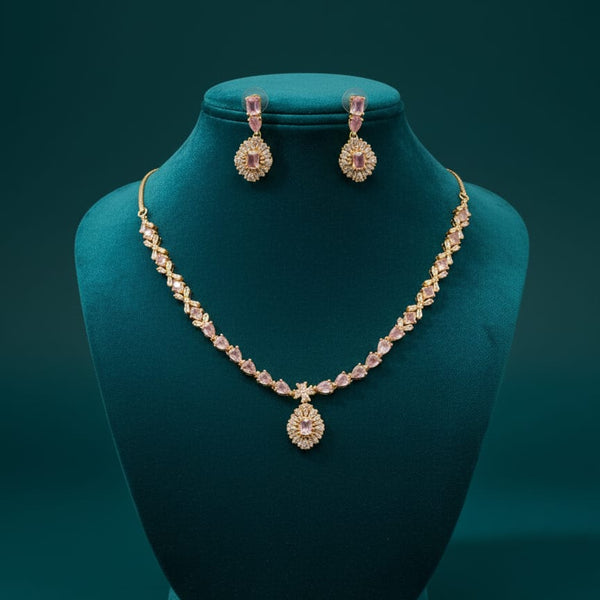 Ringing Jewels Golden Colour with Pink Stones Single Layer 