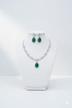 Ringing Jewels White Colour with Ruby Red Stones Double Layer "AD" Necklace Set With Earrings