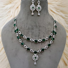 Ringing Jewels White and Green Stones Double Layer 