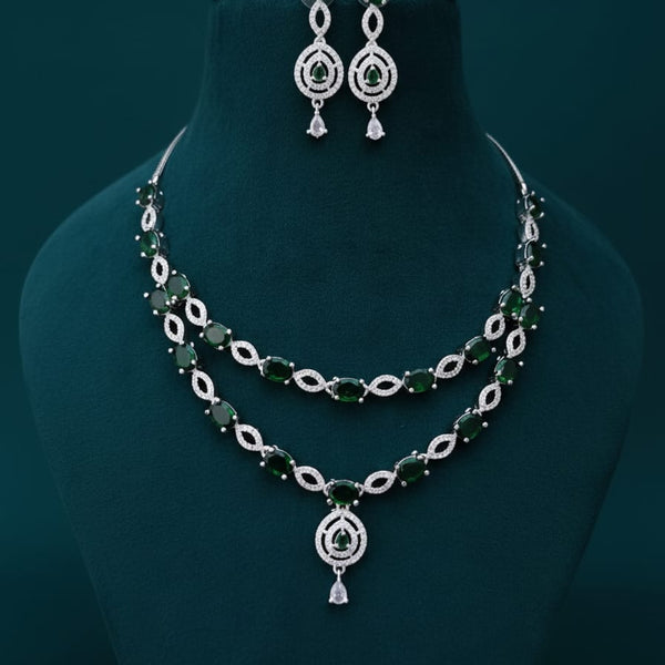 Ringing Jewels White and Green Stones Double Layer 