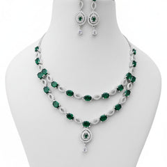 Ringing Jewels White and Green Stones Double Layer 