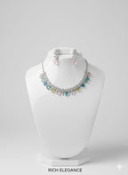 Ringing Jewels "AD" High Fashion Necklace Set For Women With Earrings - Multi Colour