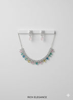 Ringing Jewels "AD" High Fashion Necklace Set For Women With Earrings - Multi Colour