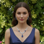 Ringing Jewels Blue Colour "AD" Necklace Set With Earrings