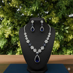 Ringing Jewels Blue Colour "AD" Necklace Set With Earrings