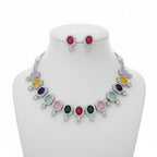 Ringing Jewels Multi Colour Premium "AD" Necklace Set With Earrings