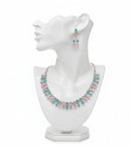 Ringing Jewels Mint and Pink Colour "AD" Necklace Set With Earrings