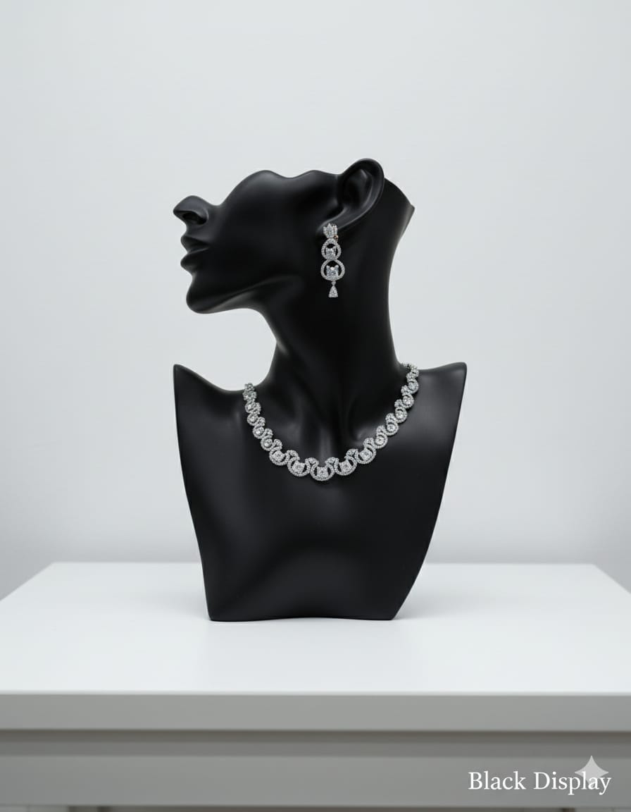 Ringing Jewels Elegant "White" Colour "AD" Necklace Set With Earrings