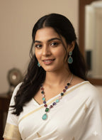 Ringing Jewels High Quality Elegant and Party Wear Multi Colour "AD" Necklace Set With Earrings