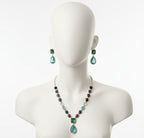 Ringing Jewels High Quality Elegant and Party Wear Multi Colour "AD" Necklace Set With Earrings