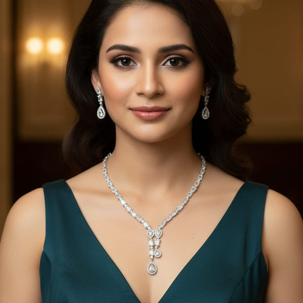 Ringing Jewels Premium Quality White Colour Stones Single Layer 