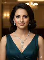 Ringing Jewels Premium Quality White Colour Stones Single Layer "AD" Front Focused Necklace Set For Women With Earrings