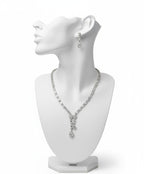 Ringing Jewels Premium Quality White Colour Stones Single Layer "AD" Front Focused Necklace Set For Women With Earrings