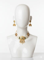 Ringing Jewels "Rajwadi" Necklace Set Premium Quality With Earrings - Multi Colour