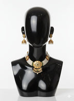 Ringing Jewels "Rajwadi" Necklace Set Premium Quality With Earrings - Multi Colour