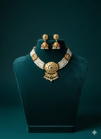 Ringing Jewels "Rajwadi" Necklace Set Premium Quality With Earrings - Multi Colour