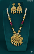 Ringing Jewels "Rajwadi" Necklace Set Premium Quality With Earrings - Multi Colour
