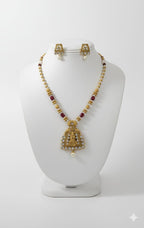 Ringing Jewels "Rajwadi" Necklace Set Premium Quality With Earrings - Ruby Colour