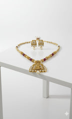 Ringing Jewels "Rajwadi" Necklace Set Premium Quality With Earrings - Ruby Colour