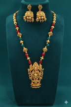 Ringing Jewels "Rajwadi" Unique Temple Necklace Set Premium Quality With Earrings - Multi Colour
