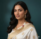 Ringing Jewels "Rajwadi" Unique Necklace Set Premium Quality With Earrings - Ruby Colour