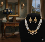 Ringing Jewels "Rajwadi" Unique Necklace Set Premium Quality With Earrings - White Colour