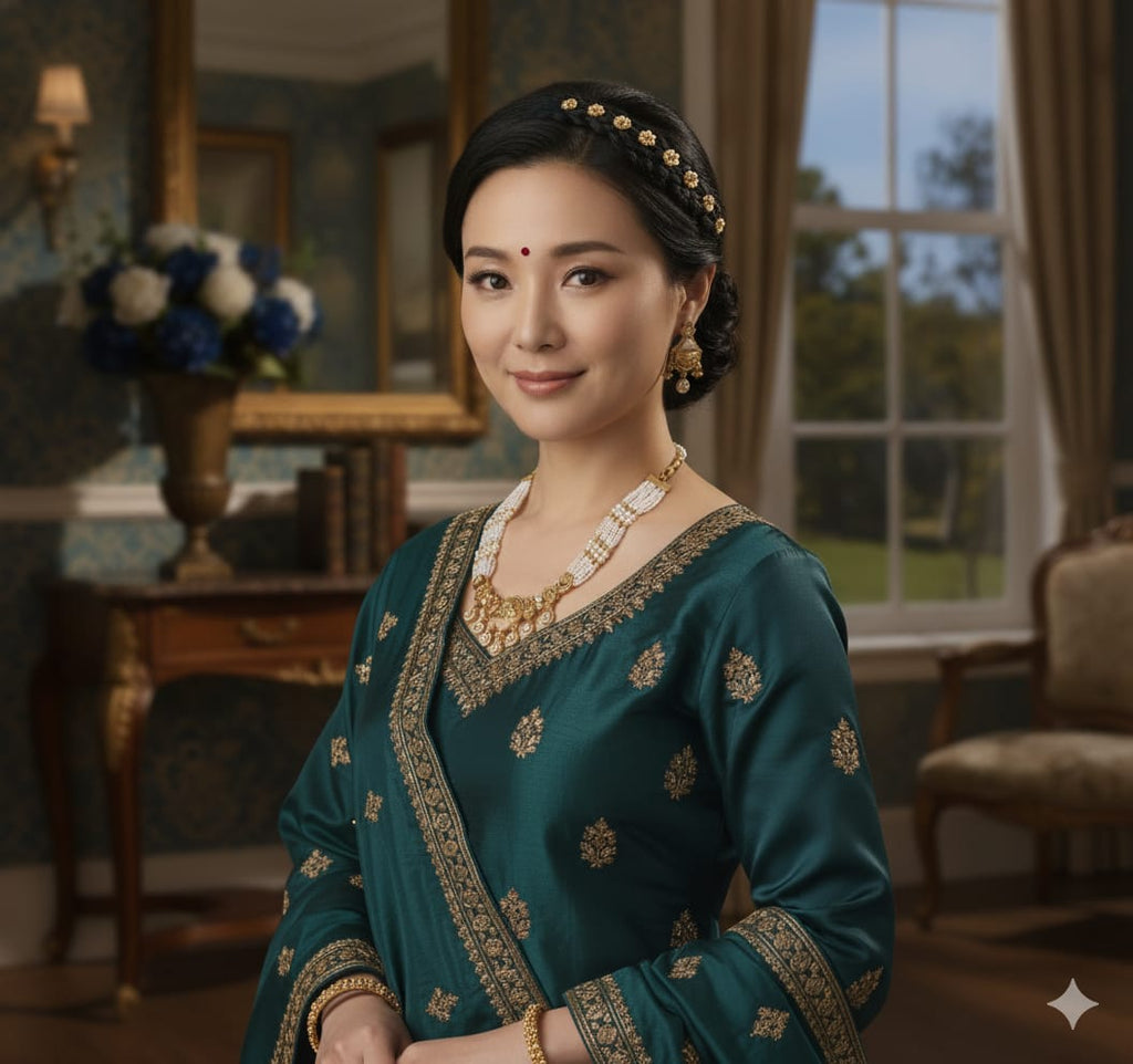 Ringing Jewels "Rajwadi" Unique Necklace Set Premium Quality With Earrings - White Colour