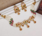 Ringing Jewels "Rajwadi" Unique Necklace Set Premium Quality With Earrings - Multi Colour